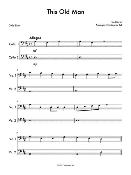 This Old Man Sheet Music | Traditional | Cello Duet