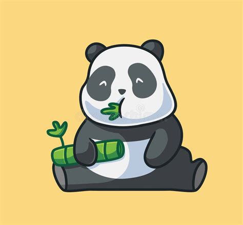 Cute panda eating a bamboo stock illustration. Illustration of flat - 254101579