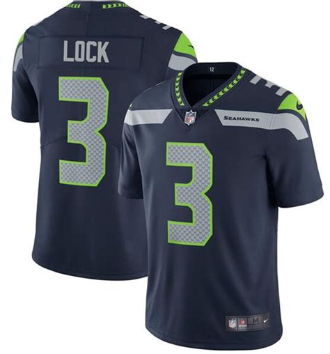 Nike Seahawks 3 Drew Lock Navy Vapor Limited Jersey