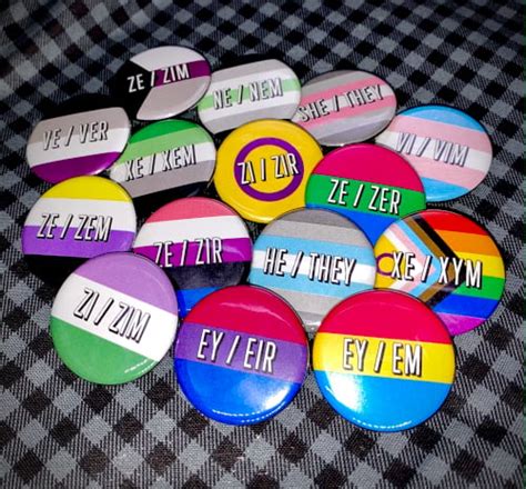 Pronoun Button - Demigirl Pride Flag - 1.25" | Button Button Custom Buttons + More!