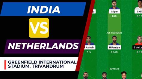 IND vs NED Dream11 Prediction World Cup Warm-up Match, India vs Netherlands Dream11 Team ...