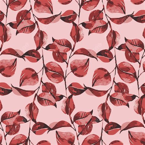 Seamless Red Pink Leaves Pattern Vector Background, Seamless, Leaves, Pattern Background Image ...