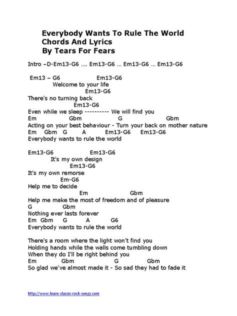 Tears For Fears' Everybody Wants To Rule The World | PDF