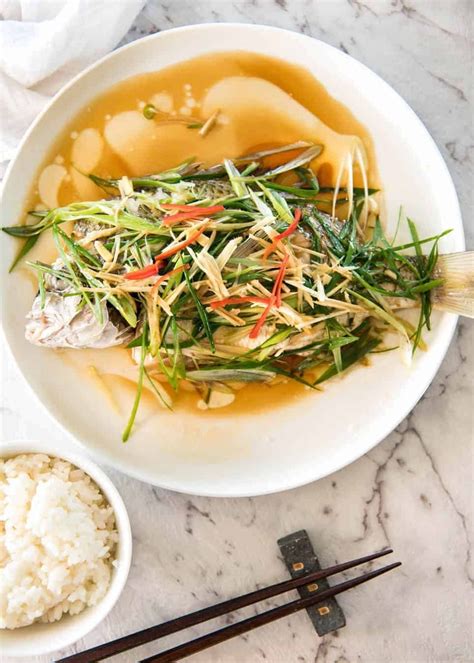 Chinese Steamed Fish with Ginger Shallot Sauce | RecipeTin Eats