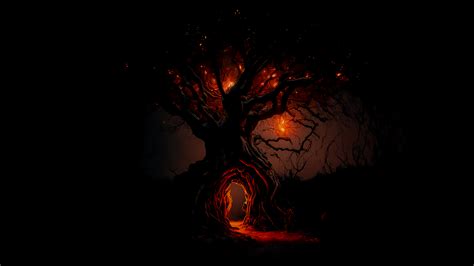 Black Wallpaper 4K for PC: Magical Tree AI Generated Illustration - Heroscreen | Transform Your ...