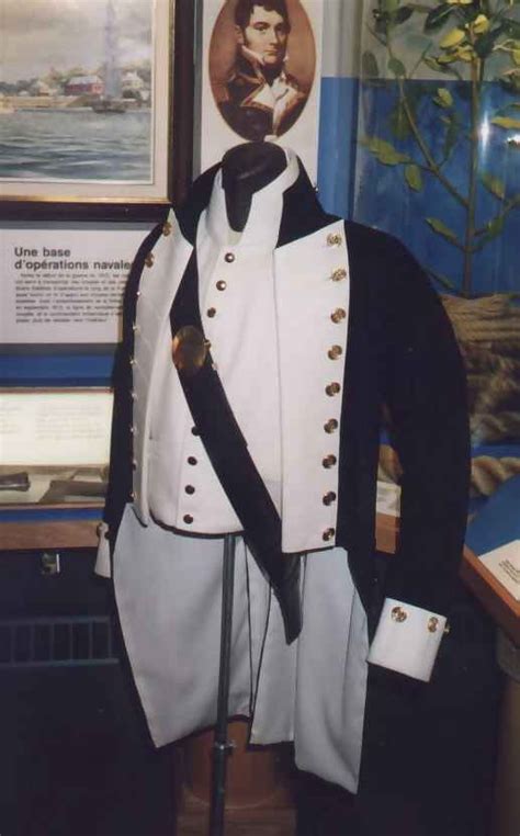 Replica of a British Royal Navy Lieutenant's Uniform, circa 1800-1811. This image shows a ...