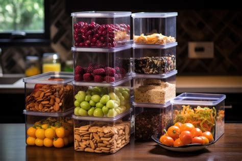 Premium AI Image | Stackable clear pantry containers with food