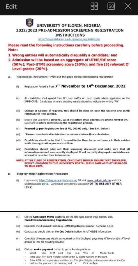 UNILORIN Announces Date For 2022/2023 Post UTME/DE Registration