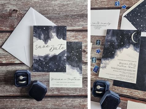 Starry Night Wedding Invitations Stationery Suite Save the Dates Place Cards Table Numbers Order ...