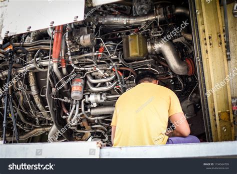 Aircraft Mechanic Inspection Jet Engine Maintenance Stock Photo 1194564799 | Shutterstock