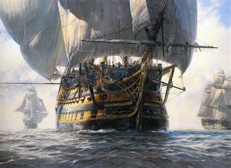 Geoff Hunt - Victory and Squadron in Light Airs - Scrimshaw Gallery ...