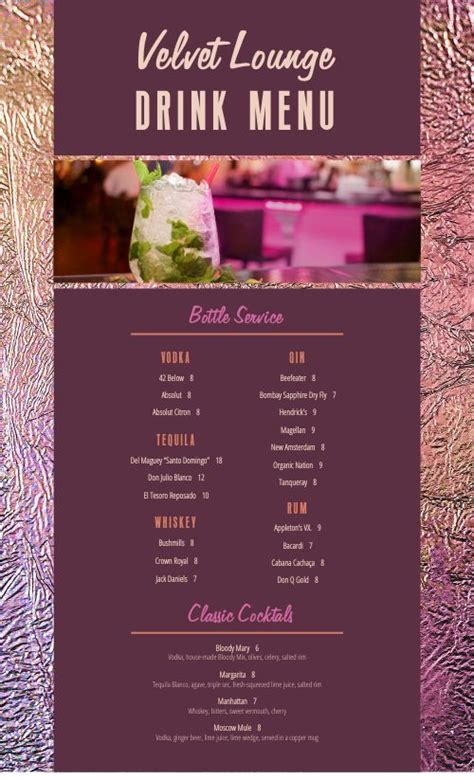 Upscale Night Club Menu Design Template by MustHaveMenus | Drink menu ...