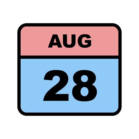 August 28th Date on a Single Day Calendar 503905 Vector Art at Vecteezy