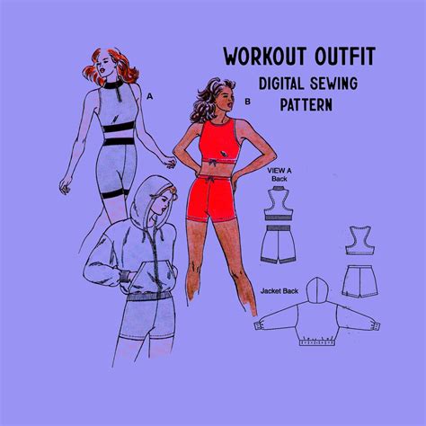 Workout Set Digital Sewing Pattern // Hoodie Shirts Top // Designed for ...