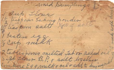 Vintage Steamed Dumplings Recipe – Handwritten « RecipeCurio.com