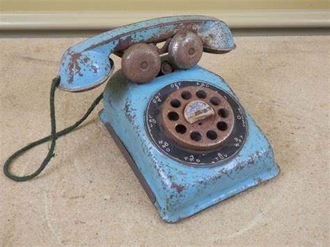 Vintage Toy Rotary Telephone Phone BLUE Tin Pressed Steel The N. N ...