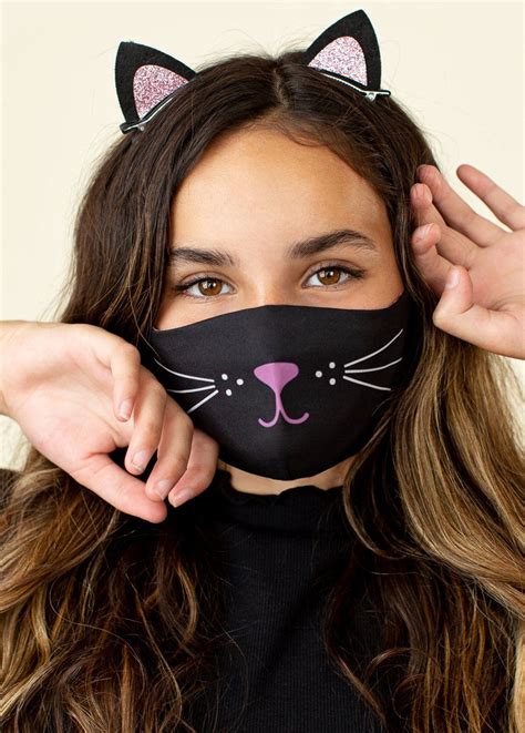 Meow Mask in Black in 2021 | Animal embroidery, Cat face mask, Cute masks