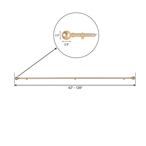 42"-126" | Adjustable Curtain Rod Set | Gold | Round Finials