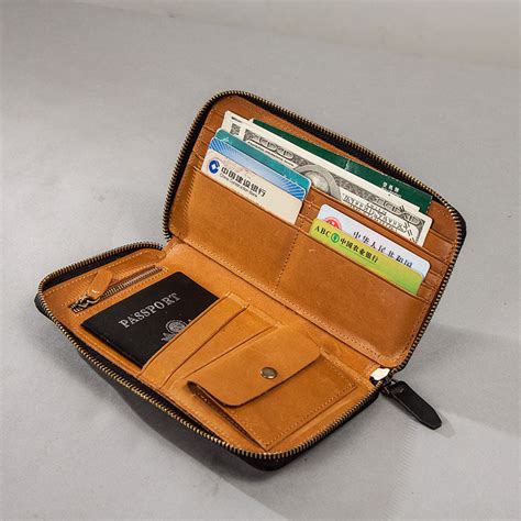 Leather Men Zipper Travel Wallet Passport Wallet Bifold Long Wallets f – iwalletsmen