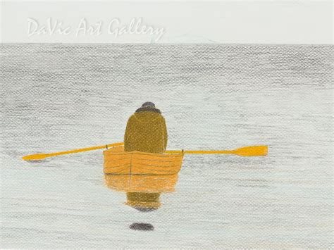 'Rowing His Boat' by Itee Pootoogook - Inuit Art | Native Canadian Arts