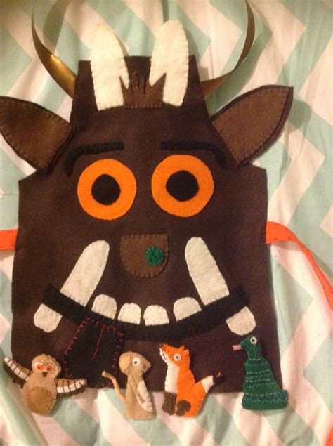 Felt Gruffalo costume with mouse, fox, owl and snake finger puppets ...