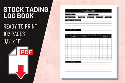 Stock Trading Log Printable Sheet Insert (751552) | Planner Templates ...