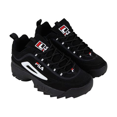 Fila Disruptor II FW01653-018 Mens Black Suede Low Top Lifestyle Sneak - Ruze Shoes