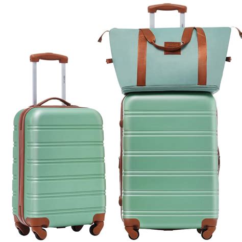 Green Suitcase Trunks Set 2 Piece Luggage Set Hardside Lightweight Luggage with TSA Lock Spinner ...