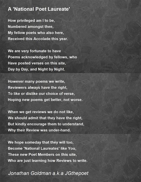 A 'National Poet Laureate' - A 'National Poet Laureate' Poem by ...