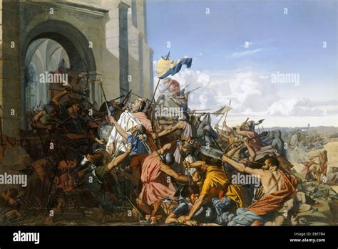 Death of Robert le Fort in the Battle of Brissarthe, 866. Artist: Lehmann, Henri (1814-1882 ...