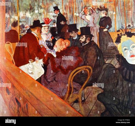 Painting titled 'At the Moulin Rouge' by Henri de Toulouse-Lautrec (1864-1901) French painter ...