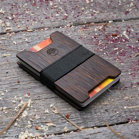 Amazon.com: Wenge wood Wallet. Black slim minimalist wallet. 1-15 Bank Card. Best boyfriend's ...