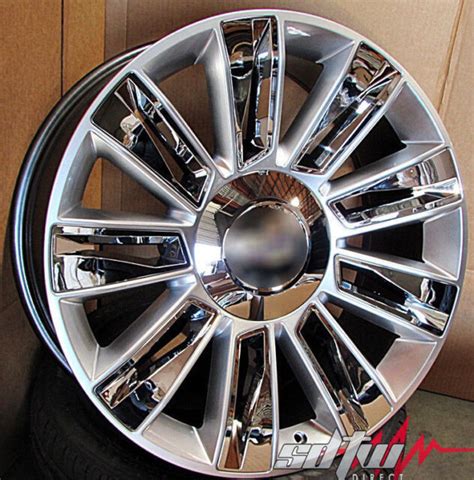 26" Platinum Style Silver Chrome inserts Wheels Fits Cadillac Escalade ...