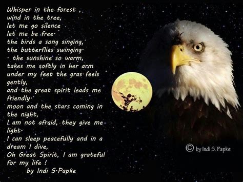 an eagle with a full moon in the background and poem written on it's side