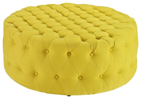 Button Tufted Ottoman, Round Circle Tufted Coffee Table Cocktail Ottoman - Contemporary ...