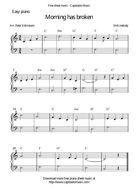 Morning Has Broken Piano Sheet Music Download Printable PDF | Templateroller