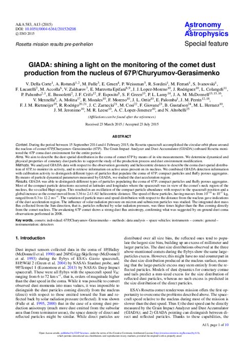 (PDF) Mechanical and electrostatic experiments with dust particles collected in the inner coma ...