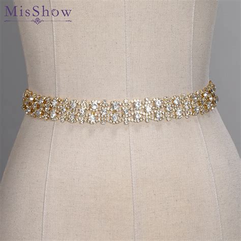 Handmade Crystal Wedding Belts Golden Silver Rhinestone Wedding Dress ...