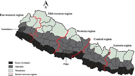 Map of the geographical and developmental regions in Nepal. The Palpa... | Download Scientific ...