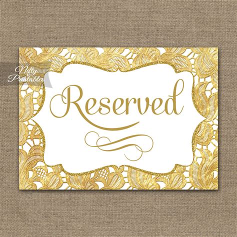 Reserved Sign - Gold Lace - Nifty Printables