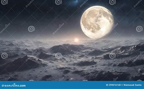 Landscape with full moon stock illustration. Illustration of clouds - 299016148