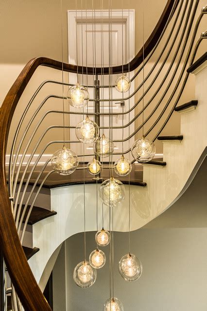 KADUR | Custom Cascade Bubble Blown Glass Chandelier | Two-story Chandelier - Contemporary ...