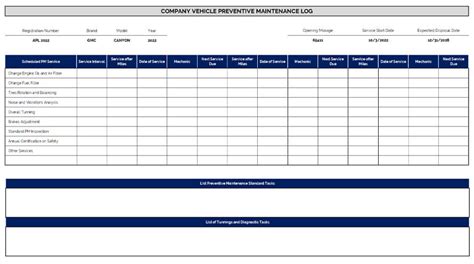 Fleet Preventive Maintenance Schedule Template Excel - Infoupdate.org