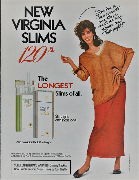 1985 Virginia Slims 120's Cigarettes Beautiful Smoking | Etsy