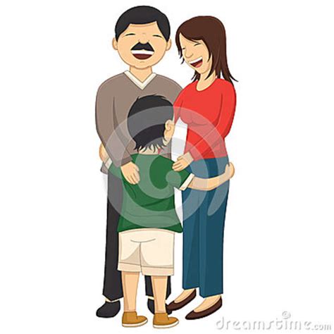 Vector Illustration of a Little Boy Hugging Parent Stock Vector ...