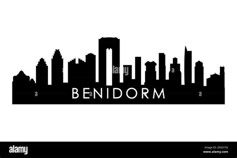 Benidorm skyline silhouette. Black Benidorm city design isolated on white background Stock Photo ...