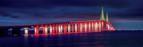 Sunshine Skyway Bridge at night Photograph by Florida Fine Art ...