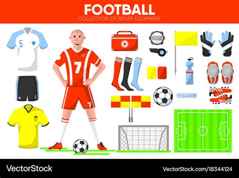 Football sport equipment soccer game player Vector Image