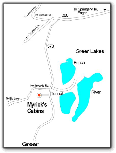 Myrick's Cabins | Location | Greer Arizona cabin rentals