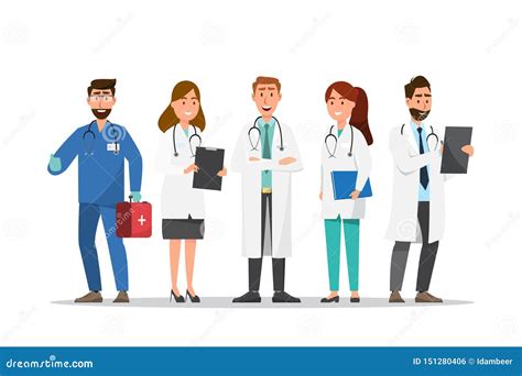 Set of Doctor and Nurse Cartoon Characters Stock Vector - Illustration of flat, care: 151280406